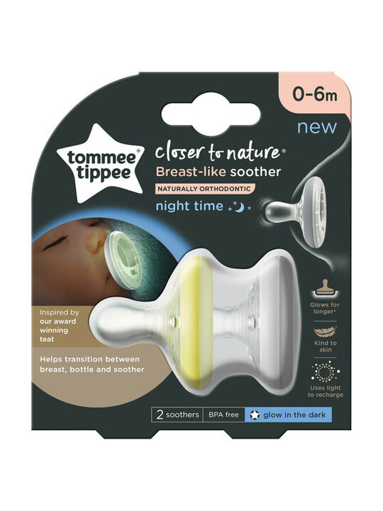 Tommee Tippee Closer To Nature Night Time Soother, Pack of 2 (0-6 months) image number 3